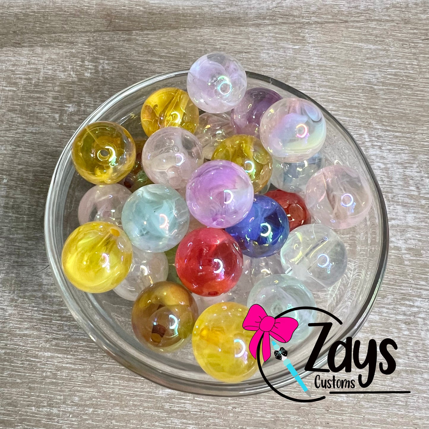 16mm Clear Marble Beads