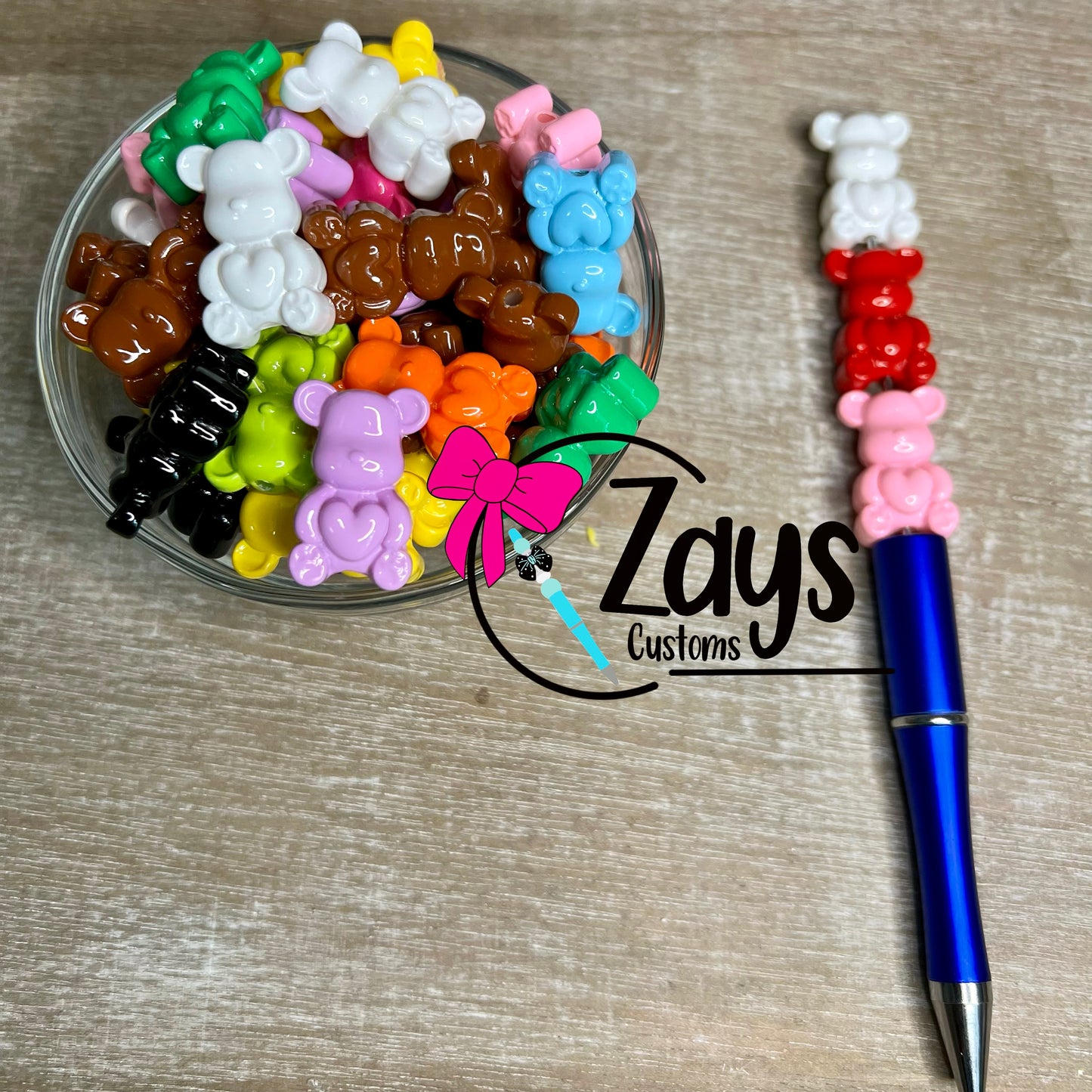 Solid Bear Holding Heart Bead