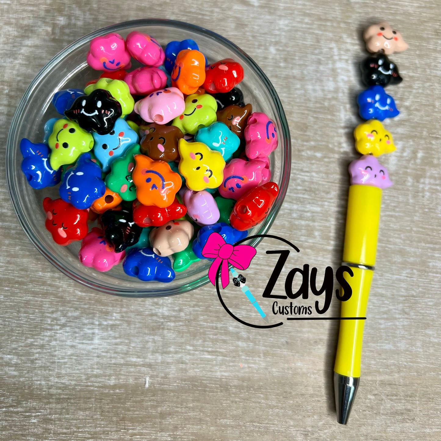 Mini Smiley Cloud Beads