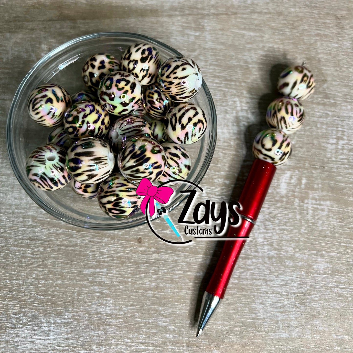 20mm Brown & Black Leopard Beads