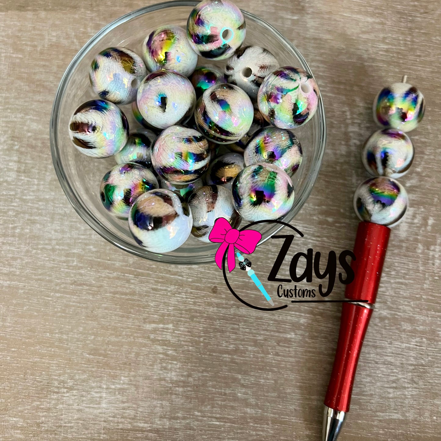 20mm White/Black/Brown Leopard Beads