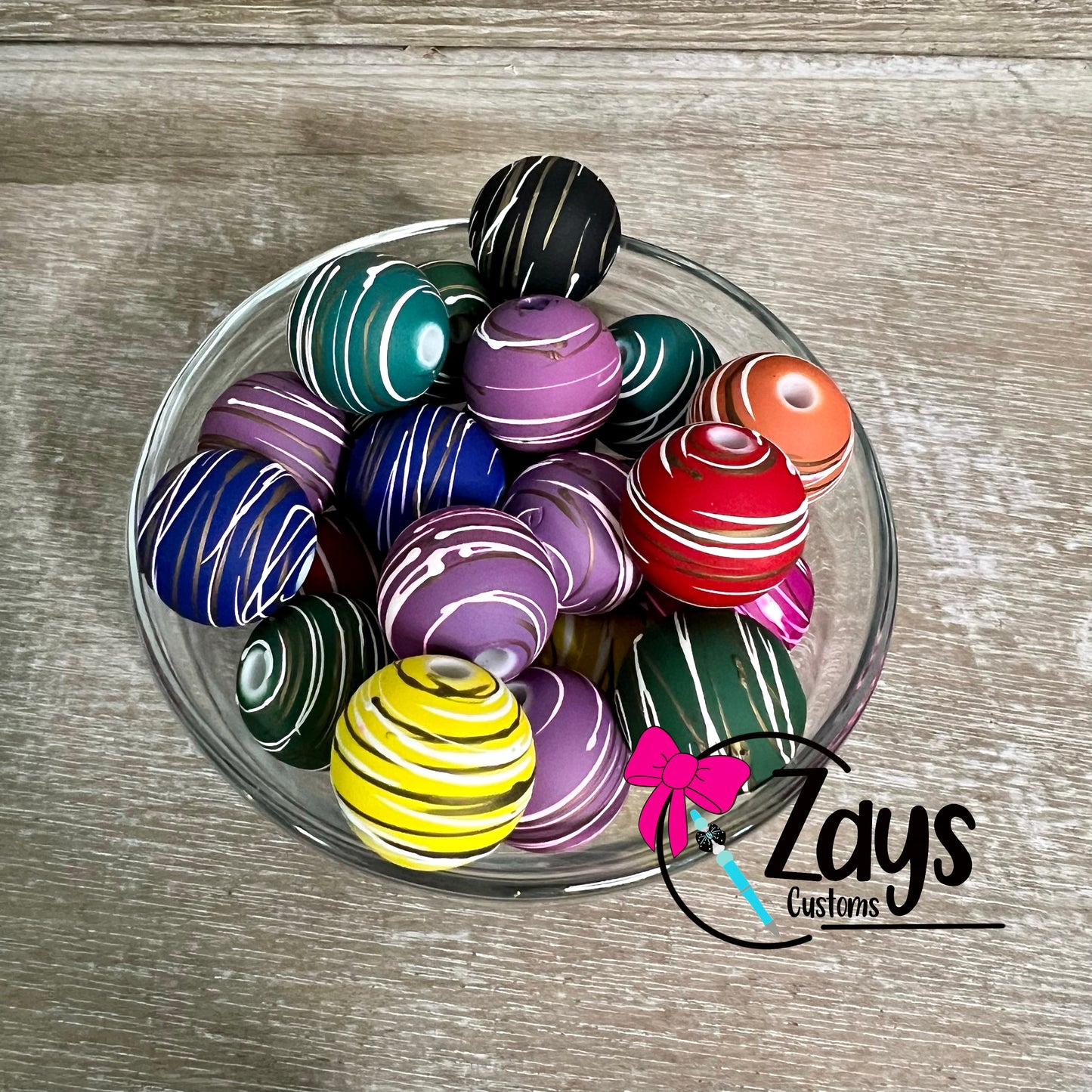 20mm Hand painted Swirl Beads