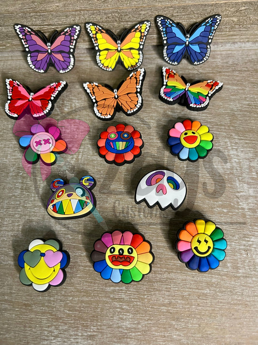 Butterfly and Rainbow Shoe Charms
