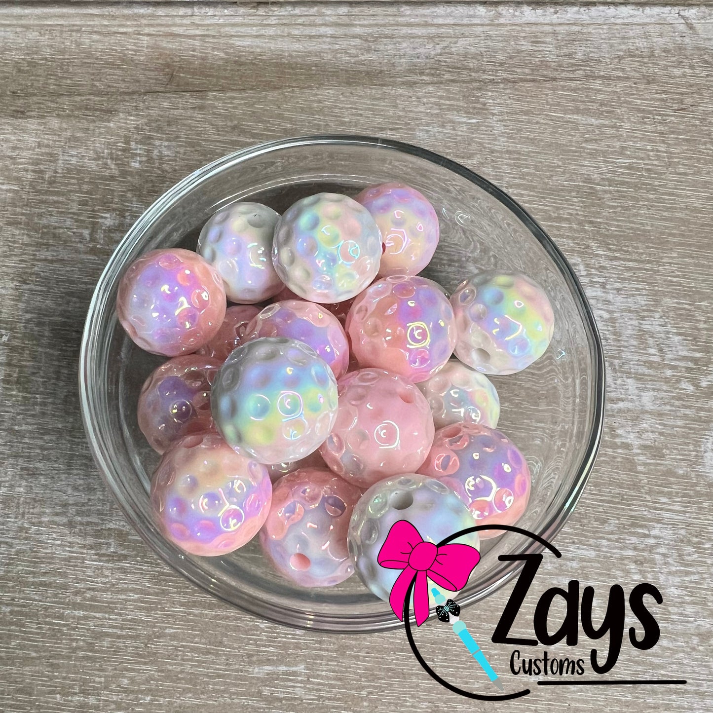 20mm Pink & White Golf Beads